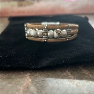 Elegant Silver and Brown Beaded Bracelet